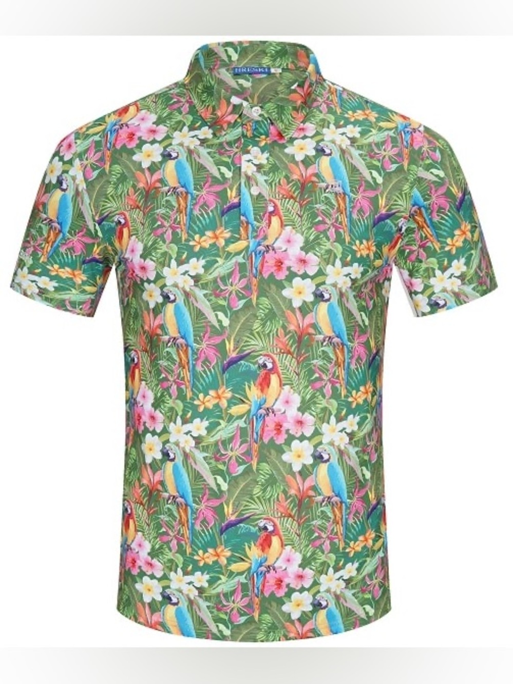 Hreski Parrots and Tropical Flowers Golf Shirt